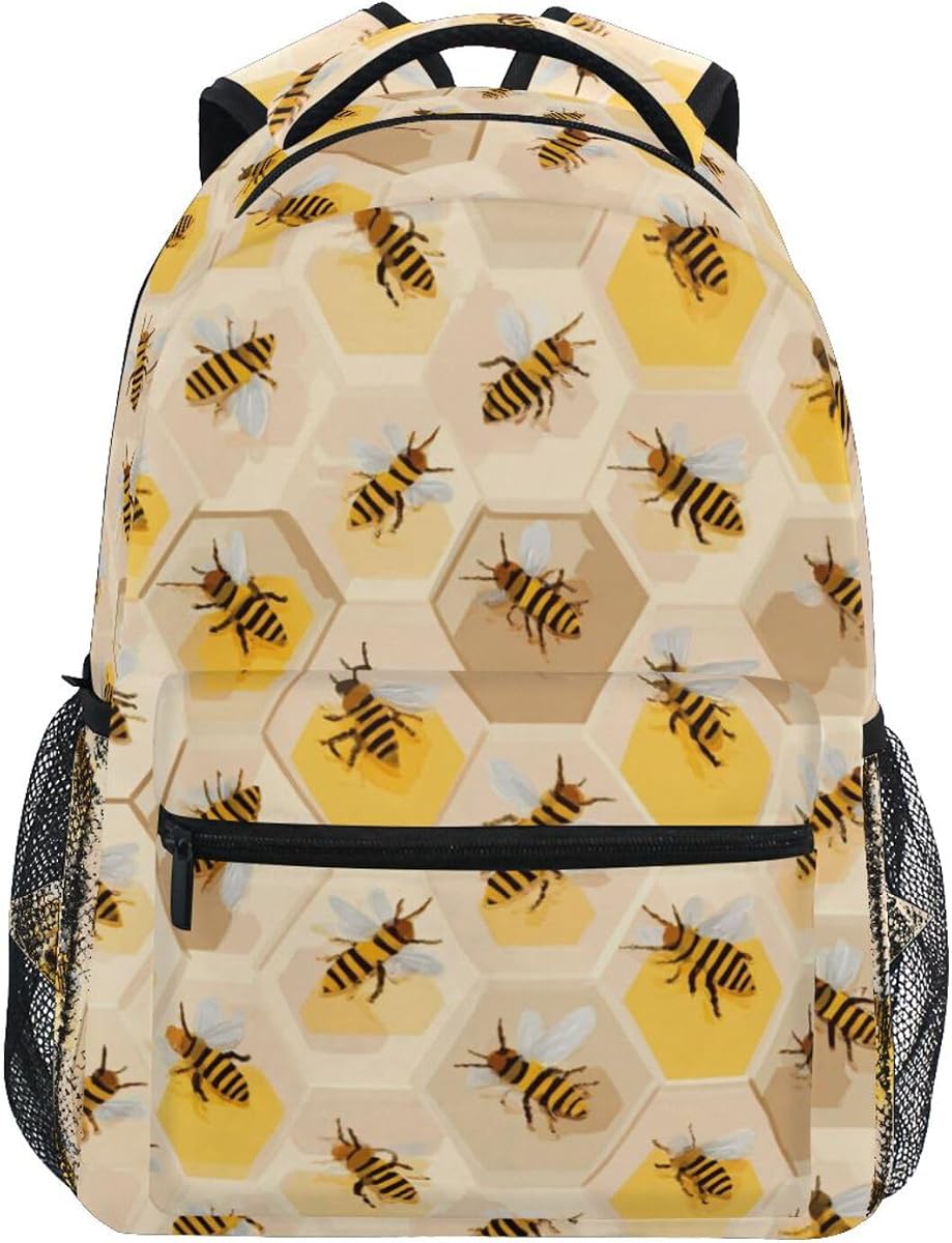 Kcldeci Mochila para niños y niñas Mochilas para la Escuela Primaria Abejas de Dibujos Animados Mochilas para niños Mochila para jardín de Infantes Primaria S
