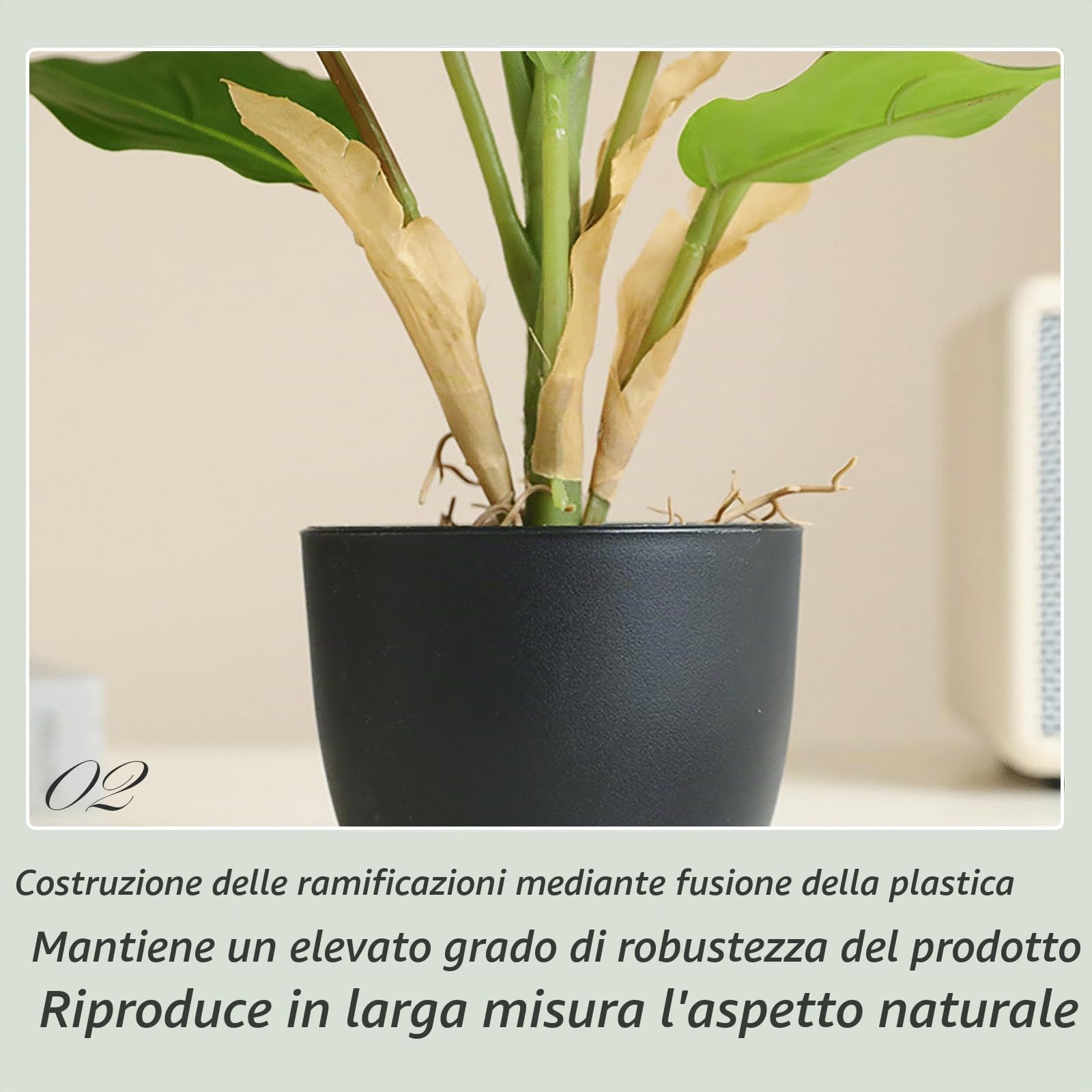 2 Pezzo Piante Artificiali per Casa Colonica, Piante Artificiali in Vaso, per Davanzali di Finestre, Locali Commerciali, Soggiorni, Decorazioni per il Bagno