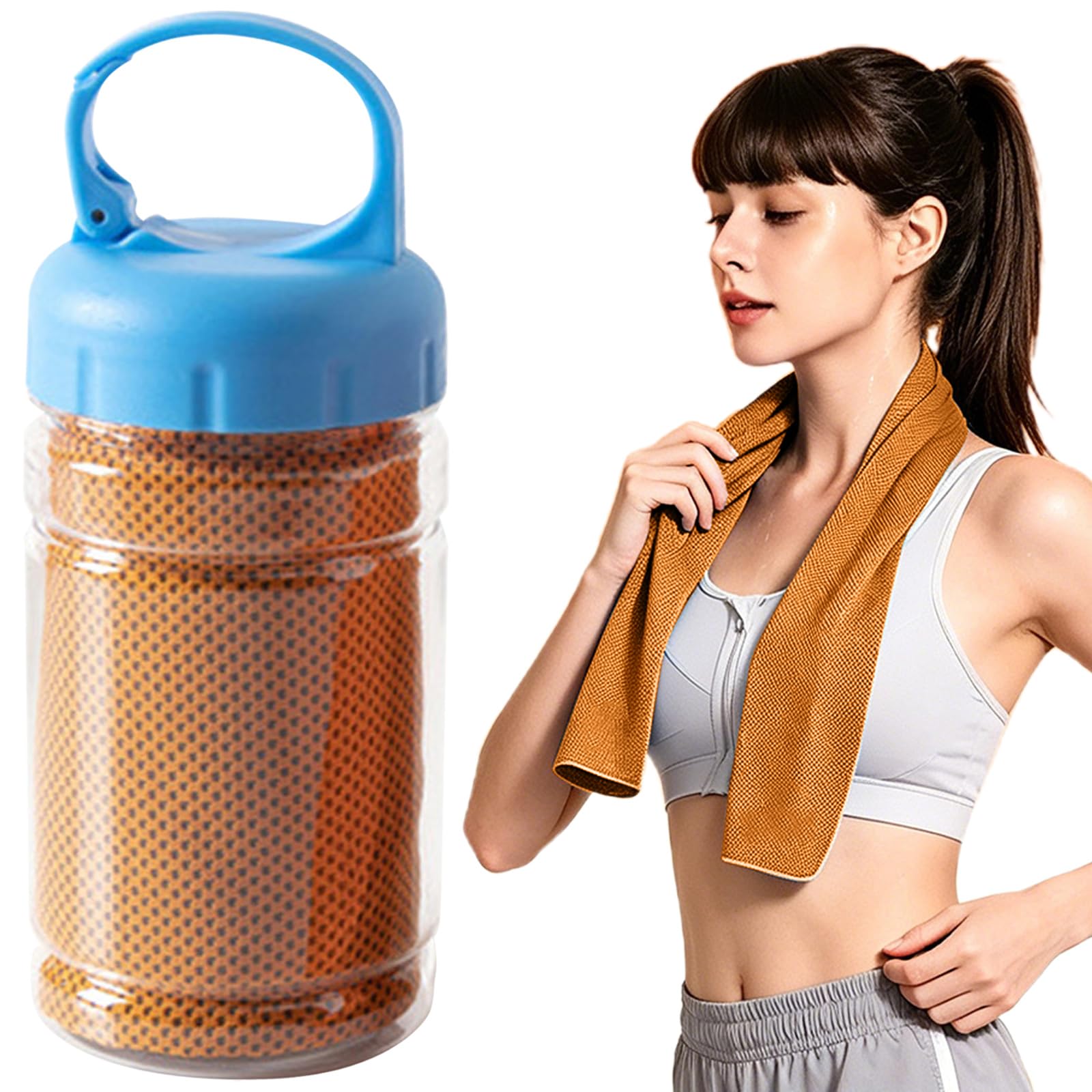 Cooling Towels with Bottle, Ice Cooling Towel for Neck Face, Soft Breathable Chilly Gym Towel, Fast Drying Cooling Scarf for Workout Running Golf (A-6)