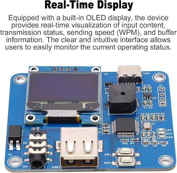 CW Keyer Practice Keyboard OLED Display USB Interface Morse Trainer