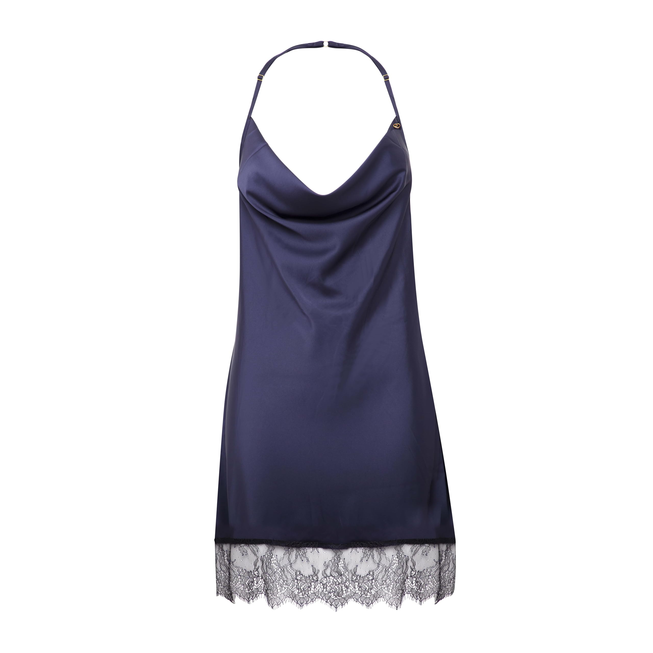 Lovehoney Lingerie Unisex Blue Lovehoney Dark Orchid Navy Satin And Lace Chemise - Large