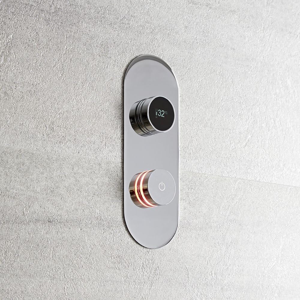 Milano Vis Digital 3 Outlet Thermostatic Mixer Concealed Shower Valve Oval Backplate - Chrome