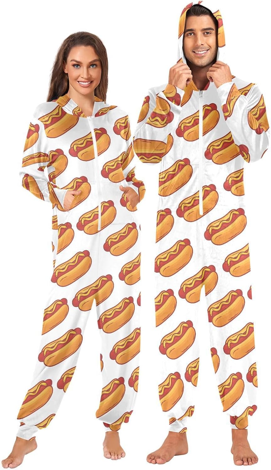 Ollabaky Adult Pajamas for Men and Women One-Piece Costume Sleepwear Jumpsuit Matching Pjs
