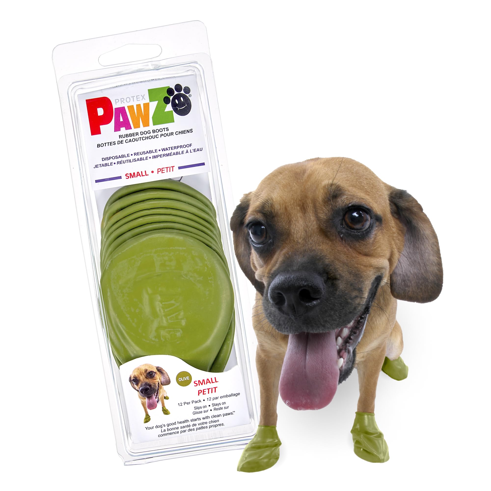 PawZ Rubber Dog Boots - Waterproof Non-Slip Dog Shoes for Hot Pavement, 12 Pack