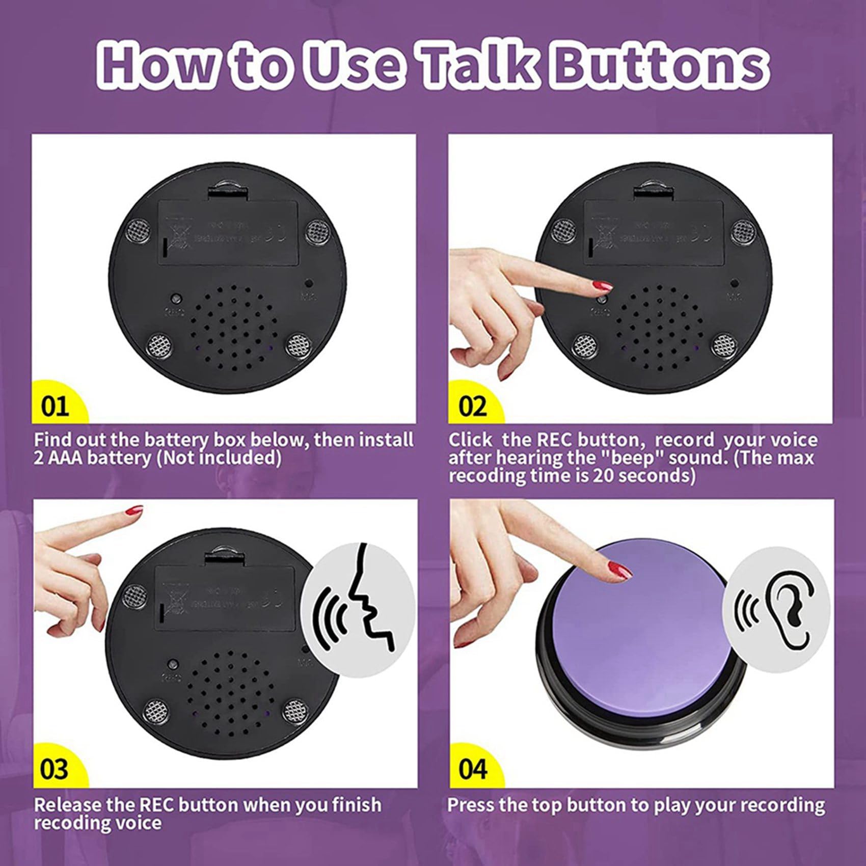 Botones Grabables para Perros, Botones para Perros para ComunicacióN Zumbador de Entrenamiento de Mascotas, Juego de Botones Parlantes para Perros, Regalo Divertido, 12 Piezas