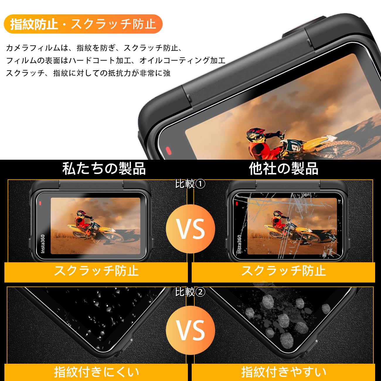Amazon | 【2+2+2枚セット】 用 Insta360 Ace Pro 2 保護フィルム 4枚 