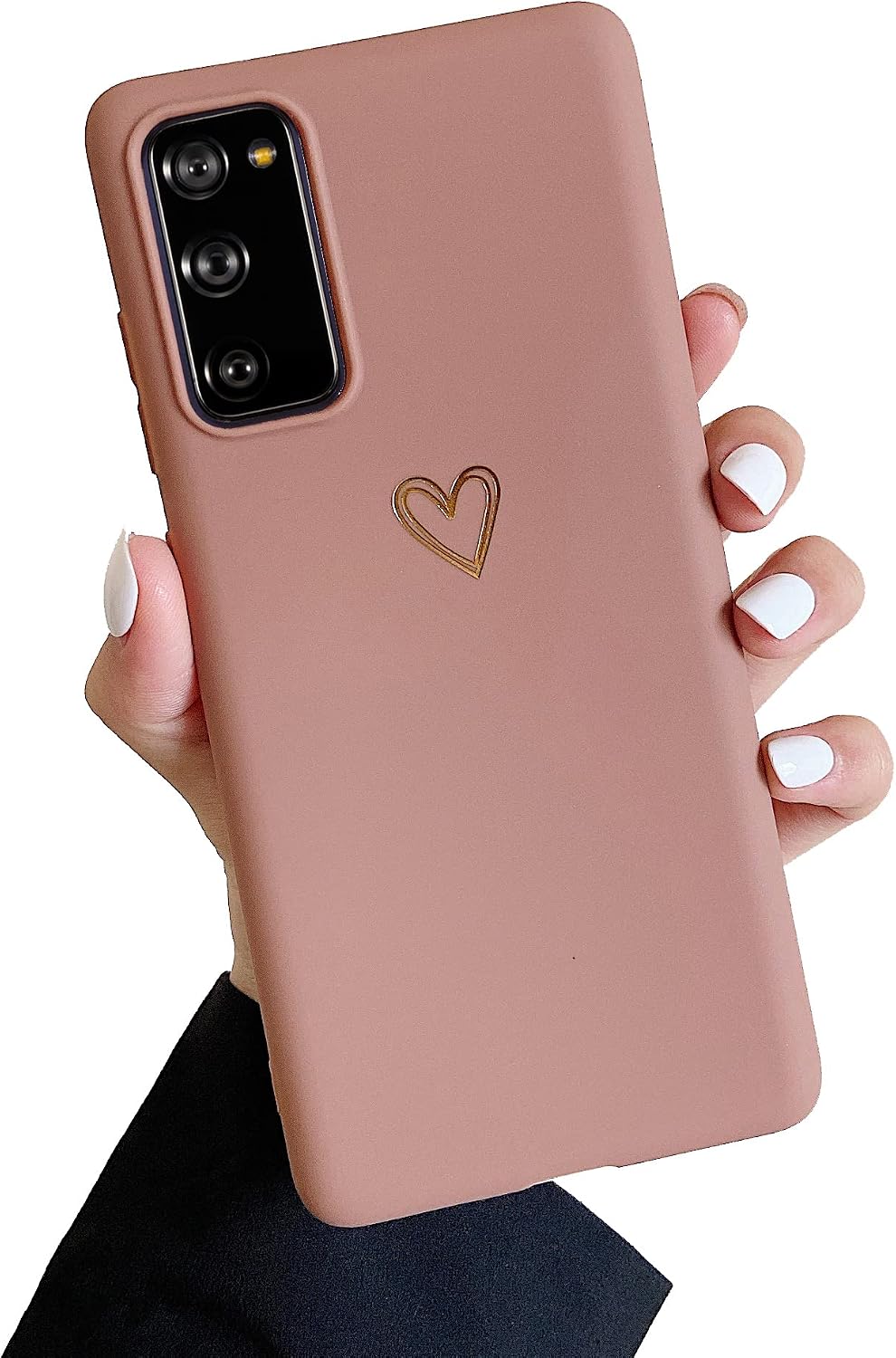 DEFBSC Case for Samsung Galaxy S20 FE Case, Fashion Cute Love-Heart Shape Silicone Case Shockproof Soft TPU Back Cover Protective Case with Heart Pattern for Samsung Galaxy S20 FE - Brown
