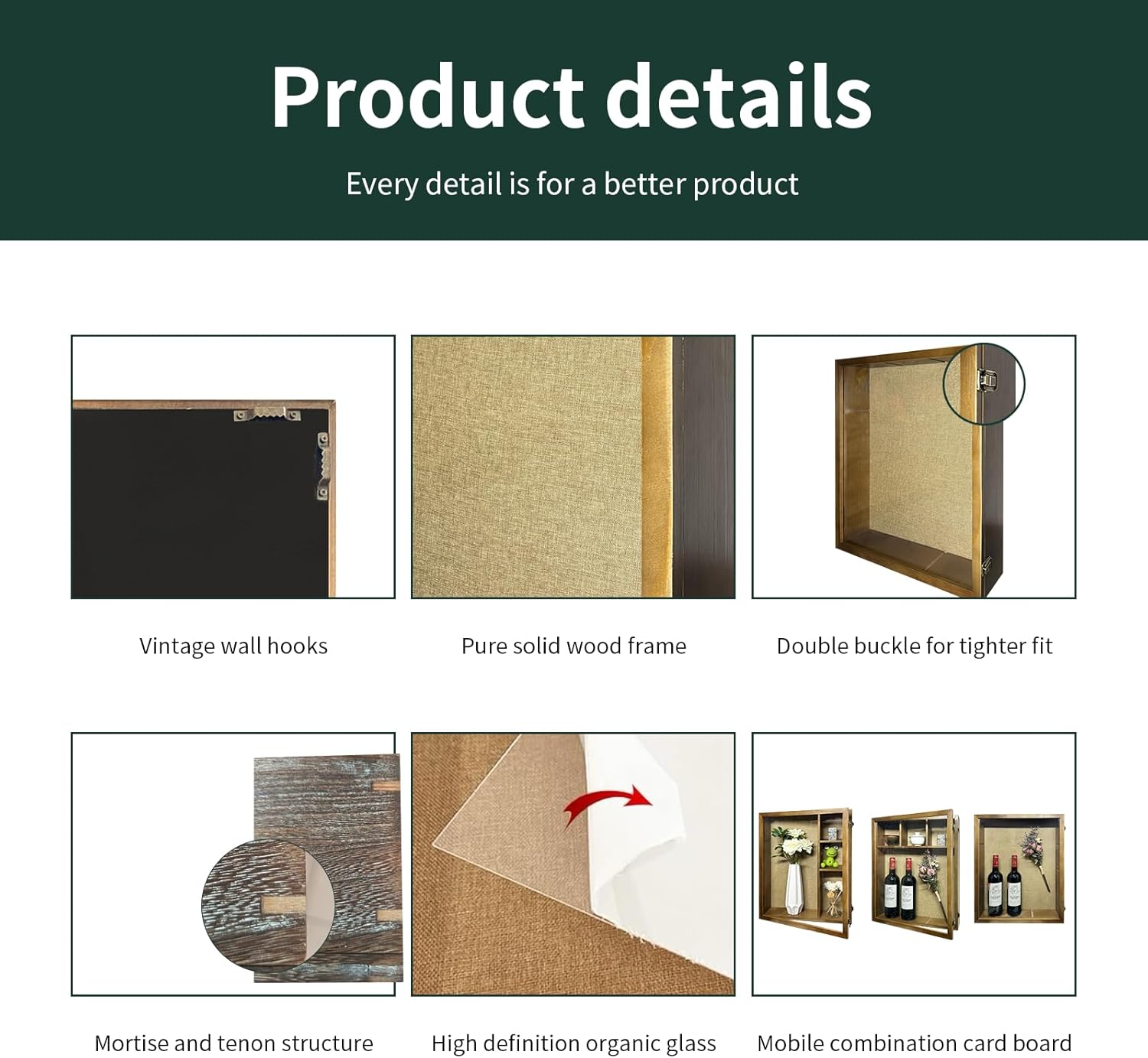 16x20 Shadow Box Frame with Polished Plexiglass, Deep Shadow Box Frame with Hinged Door,Hinged Door, with 4/3" Usable Depth,100% Solid Wood