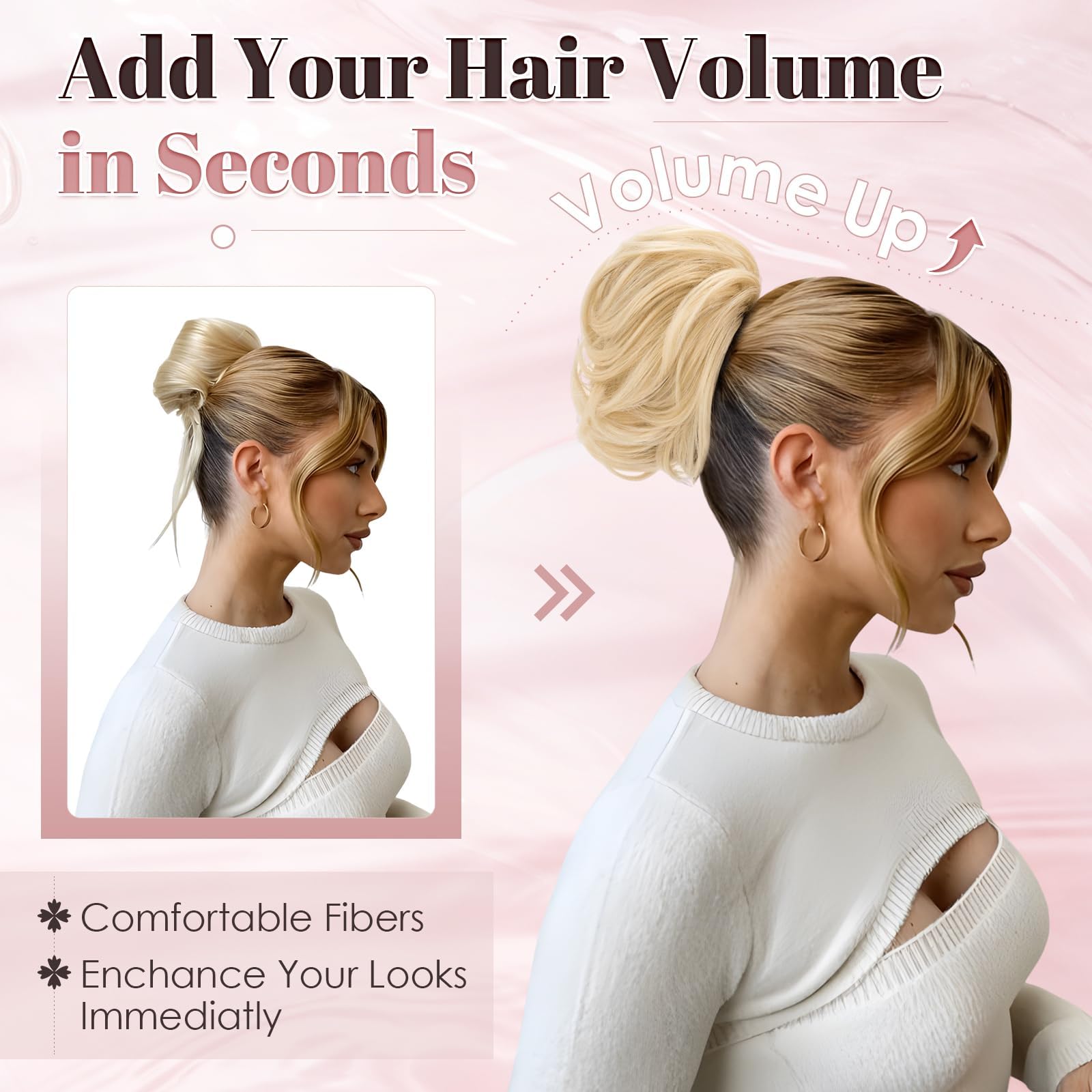 Benehair Messy Bun Hair Scrunchies Curly Hair Buns Hairpiece Synthetic Ponytail Bun Extensions Natural Dark Brown Hair Pieces for Women (Natural Dark Brown - Image 2