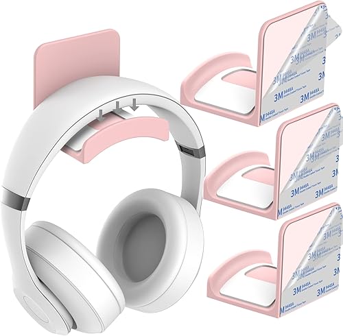 HomeMount Soporte para auriculares, paquete de 3, color rosa