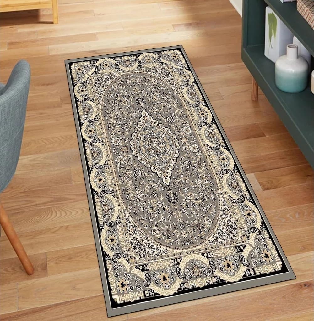 Alfombra de cocina antideslizante lavable que atrapa la suciedad gris