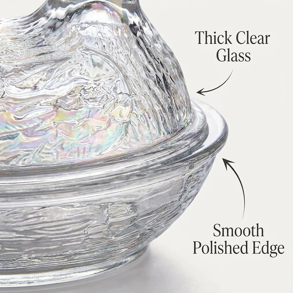 Hen on Nest— Candy Dish with Lid, Large Pedestal Crystal Chicken Candy Bowl for Snacks, Cookies & Desserts, Vintage Home Kitchen Tabletop Décor (Lapis Lazuli)