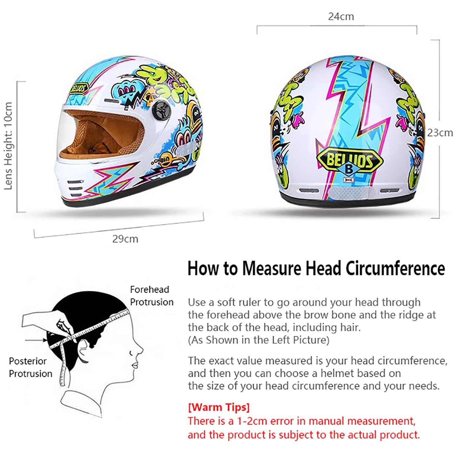 Casque Moto Enfant Casque intégral léger pour Enfants, adapté aux Enfants de 5 à 14 Ans pour draisienne Scooter, Fixation Rapide, 52-56 cm