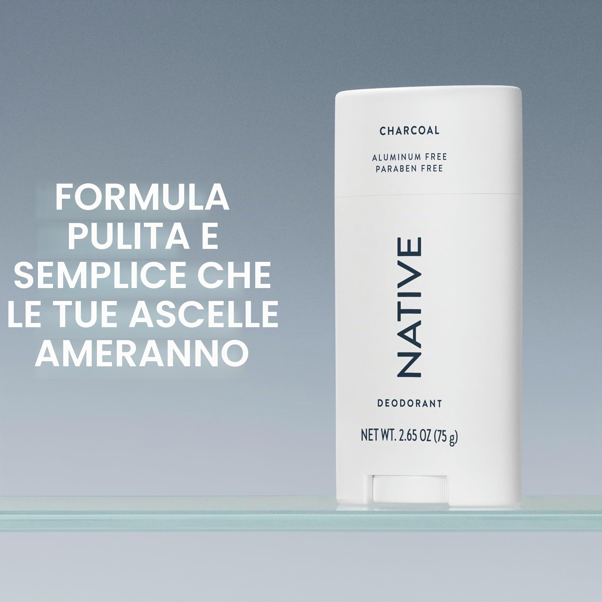 Native Deodorante naturale, vegano, senza glutine, cruelty free, privo di alluminio, parabeni e solfati, nato negli Stati Uniti, carbone