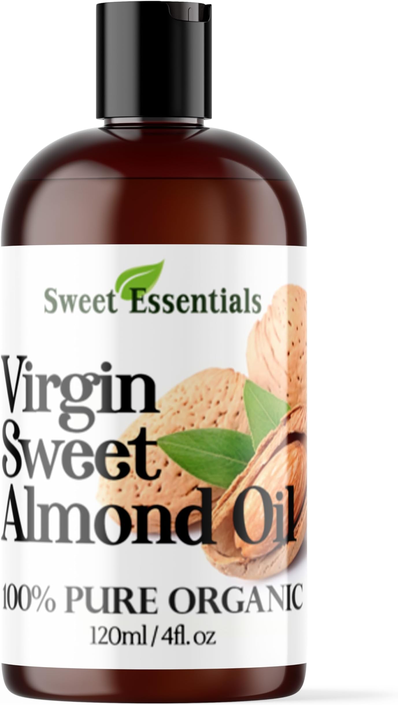 Organic Unrefined Sweet Almond Oil | 4oz Imported From Italy | 100% Pure | Cold Pressed | Hexane Free | Natural Moisturizer |Great For Hair, Skin & Nails | Carrier Oil | Great To Dilute Essential Oils