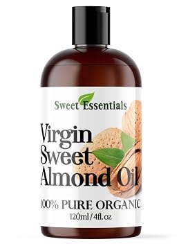Organic Unrefined Sweet Almond Oil | 4oz Imported From Italy | 100% Pure | Cold Pressed | Hexane Free | Natural Moisturizer |Great For Hair, Skin & Nails | Carrier Oil | Great To Dilute Essential Oils