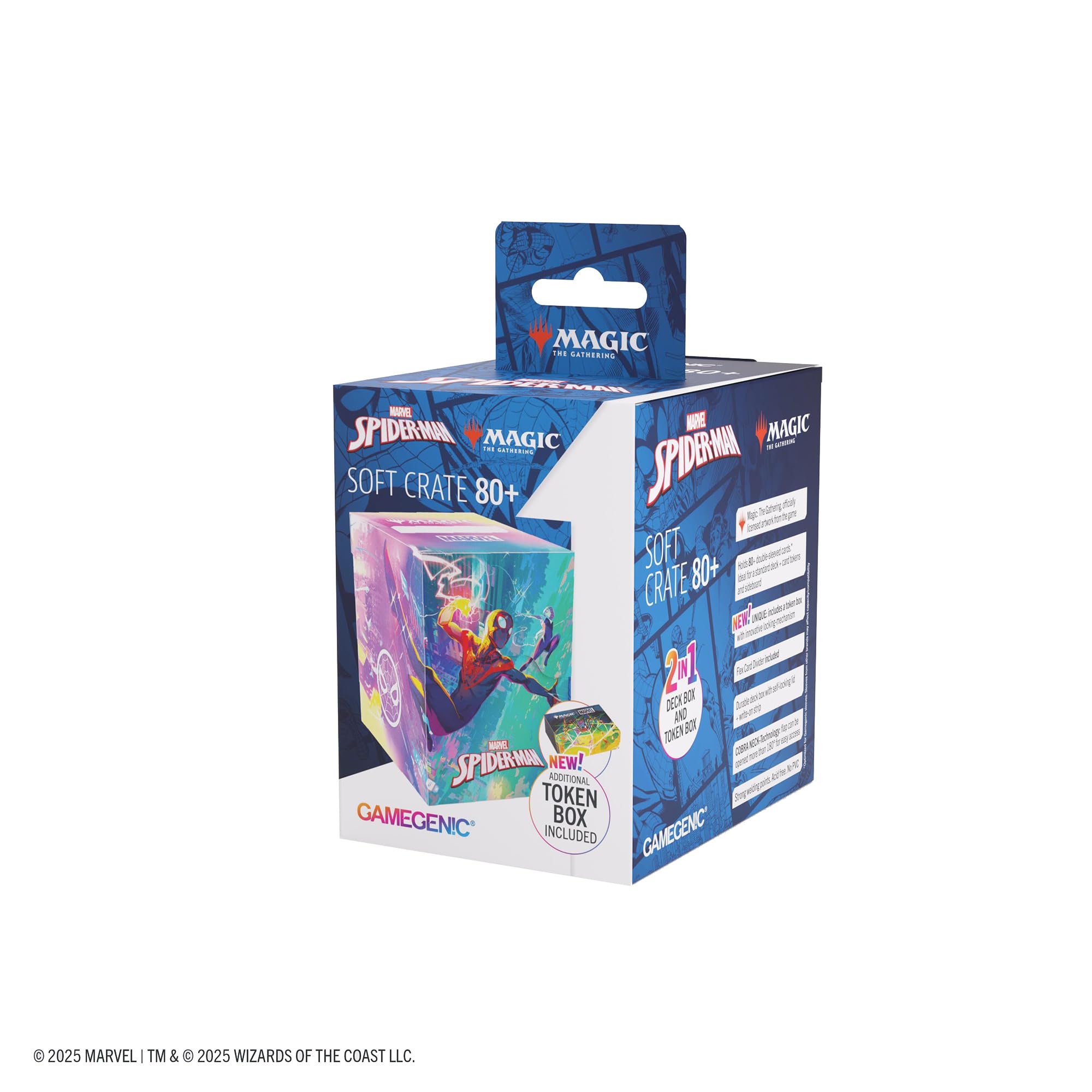 Gamegenic, Magic: The Gathering - Marvel's Spider-Man Soft Crate 80+ - Spider-Man/Spider-Gwen, contiene 80+ carte doppie, contiene token box