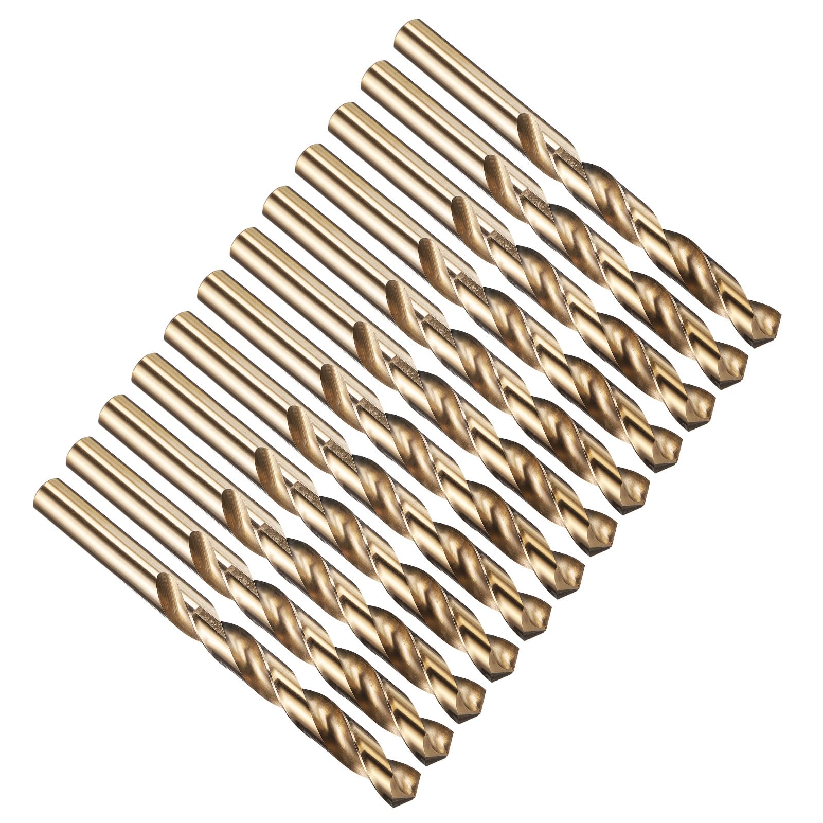 PATIKIL 12.7mm Drill Bit 1/2", Jobber Straight Shank M2 High-Speed Steel 135° Gold Finish for Stainless Steel Hard Metal - 12 Pack