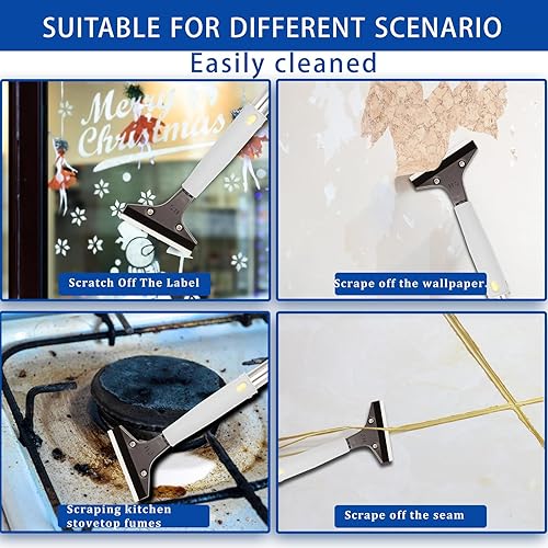 Miniatura 6 de Frebuta Rascador de piso, rascador de hoja de afeitar resistente de 4 pulgadas, raspador de pintura de metal con 10 cuchillas de metal adicionales,