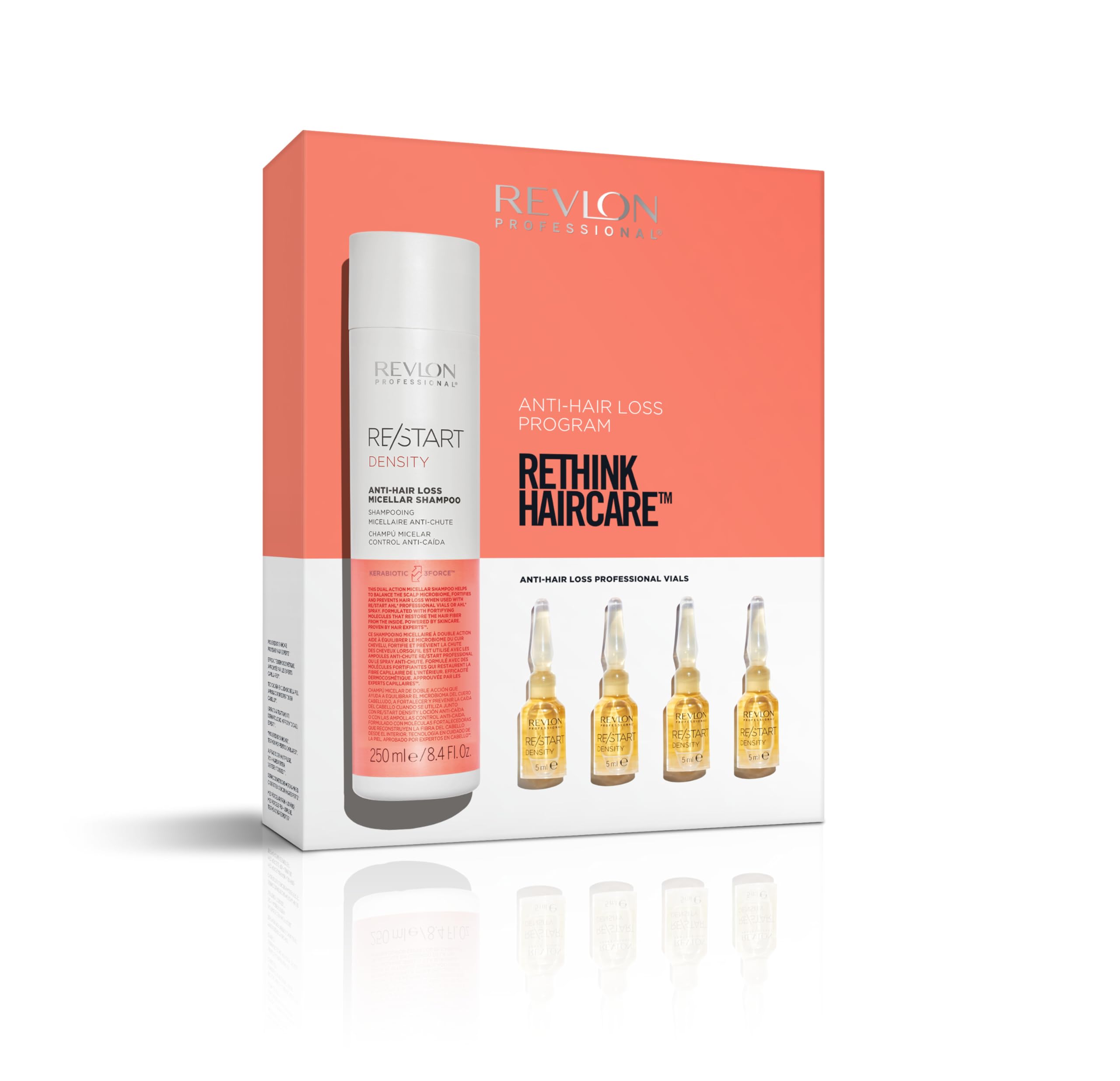 RE/START Density Anti-Hair Loss Programm Set: Anti-Hair Loss Micellar Shampoo 250 ml & Anti-Hair Loss Professional Ampullen 12 x 5 ml gegen Haarausfall