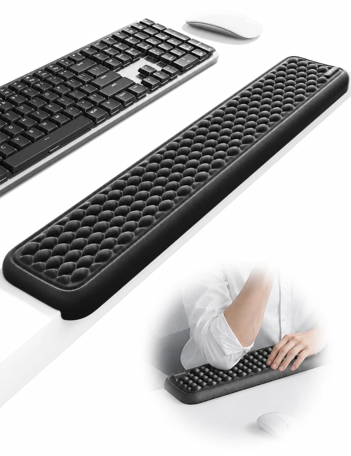 VAYDEER Repose-poignet long en mousse à mémoire de forme pour clavier Noir