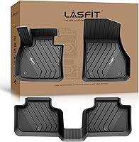Vista 35 de LASFIT - Tapetes de suelo y maletero de auto, ajuste personalizado, de TPE, para todo tipo de clima, impermeable, juego completo, negros