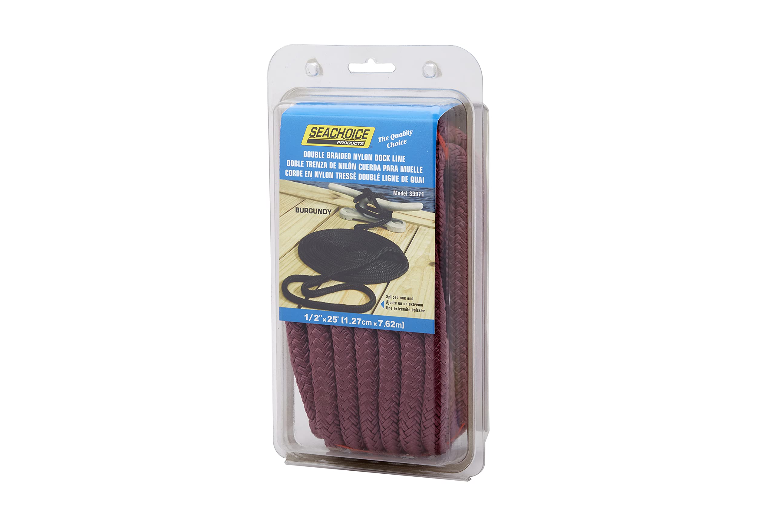 Seachoice Dock Line in nylon a doppia treccia con giuntura ad occhiello, preristretta, stabilizzata al calore, 1,5 cm x 9 m, blu navy Seachoice Dock Line in nylon a doppia treccia con giuntura ad occhiello, preristretta, stabilizzata al calore, 1,5 cm x 9 m, blu navy