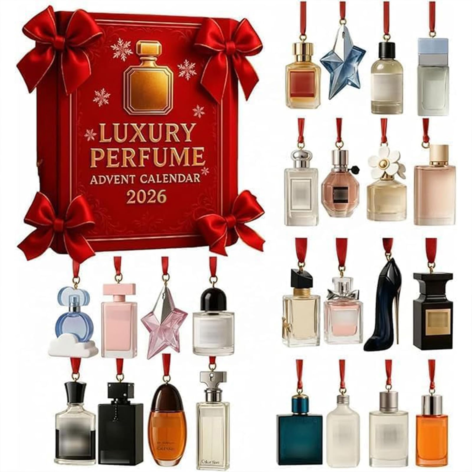 Calendario de Adviento de Lujo de Perfume 2026, 24 Días de Exhibición de Perfumes Regalo, 24 Días de Fragancias de Diseñador para Mujeres y Hombres - Set de Regalos Premium de Cuenta Regresiva para