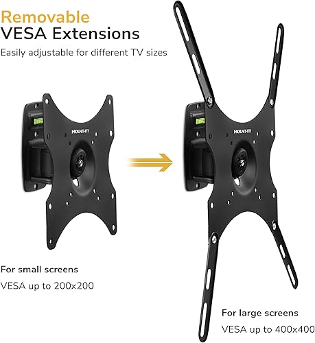 Miniatura 2 de Mount-It! Soporte de pared para TV de movimiento completo con bloqueo para pantallas de 23 a 42 pulgadas, placa VESA extraíble antirrobo, rotación