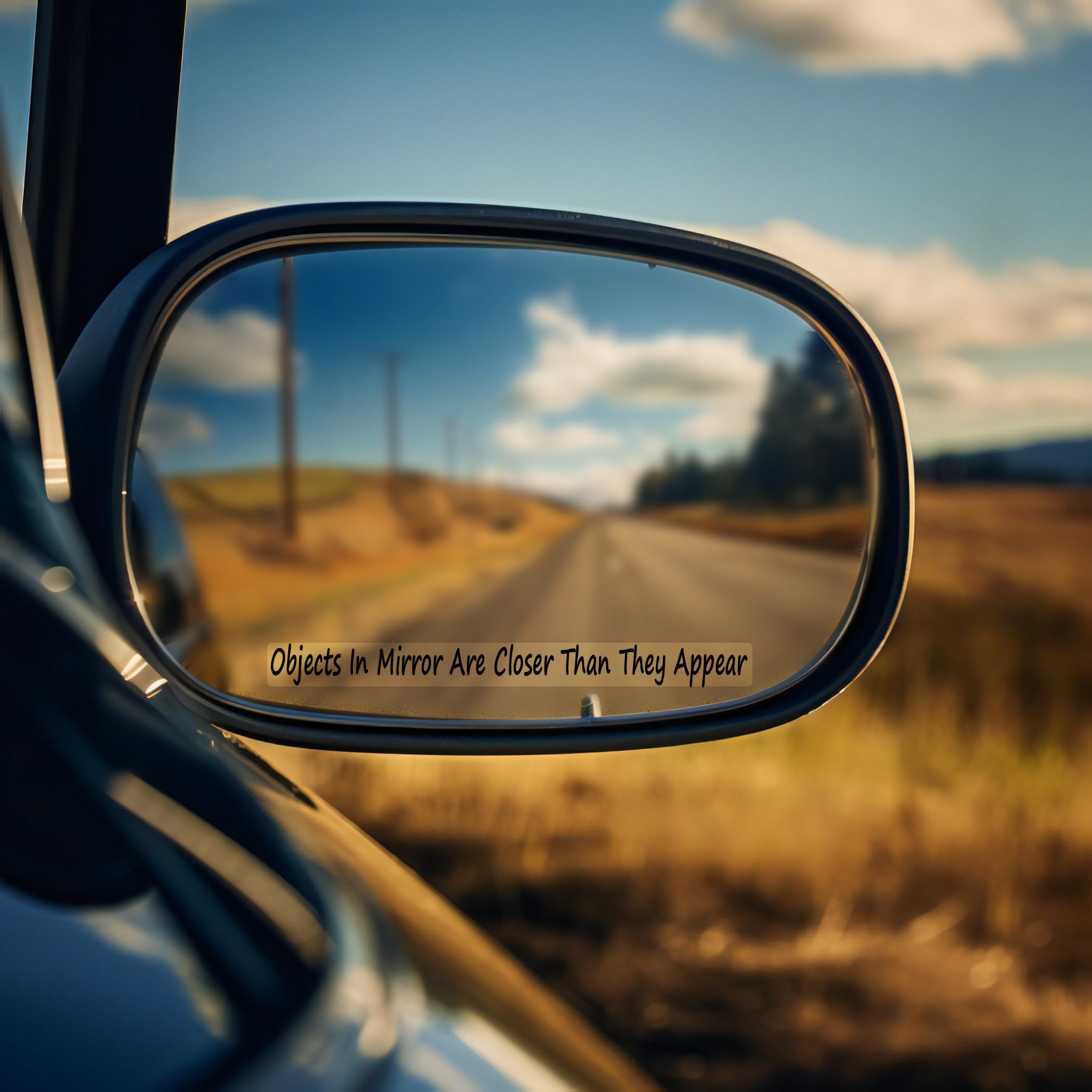 D STICKY COMPANYObjects in Mirror are Closer Than They Appear Inspirational Quote Accessory Decal Rear View Mirror Cute Premium Vinyl Sticker 1.8 inch (Black)