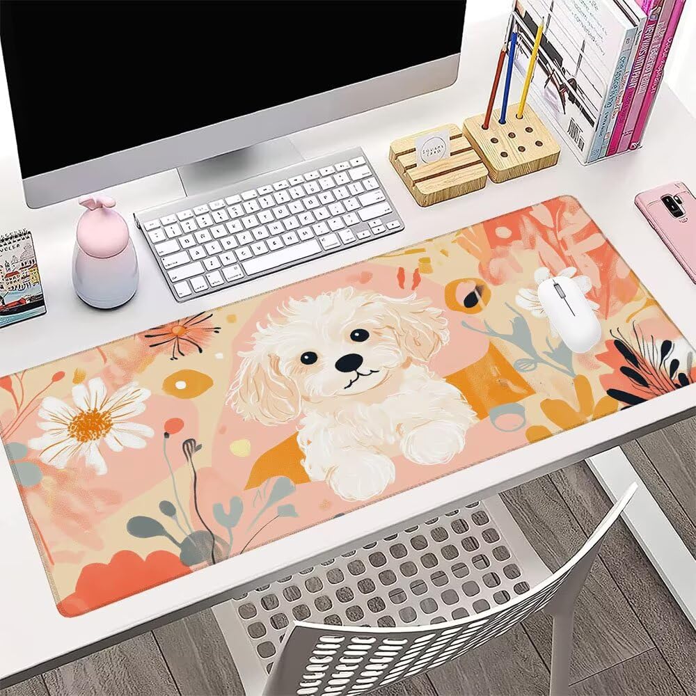 Alfombrilla de Mouse para Juegos, Giallo, XXL, Antideslizante, Impermeable, Diseño de Cane, Extendido, Grande, 1200x600x3mm, para PC, Laptop, Ufficio, Famiglia d-574
