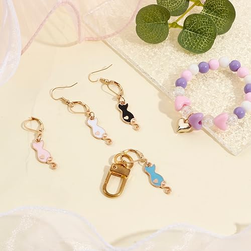 Miniatura 7 de DoreenBeads 10 dijes de marcador de punto de gato para ganchillo y tejer, aleación de bloqueo esmaltado de ganchillo con cierre de langosta,