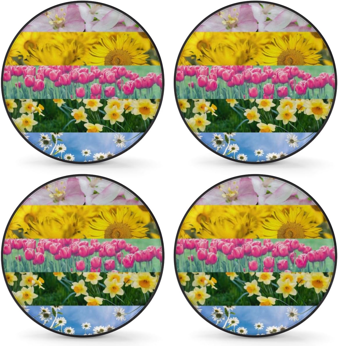 Beautiful Flowers Tire Covers Portable Spare Tire Cover Soft Durable Waterproof Dustproof Set of 4 Bags 14 Inches for Car Truck SUV Trailer Camper