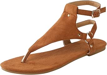 Damen Sandalen Flach - Riemchen Sandaletten Mit Quaste