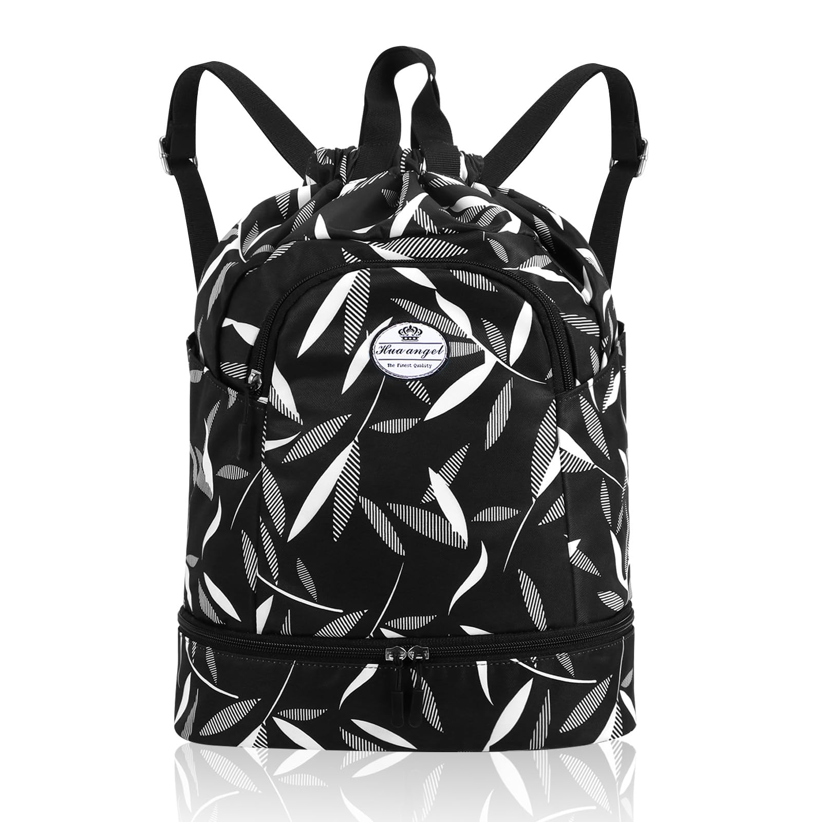 HUA ANGEL Unisex Drawstring Backpack Sports Gym Bag Drawstring Bag Weekend Daypack With Shoe Compartment for Women Men Basketball Football Outdoor Fitness Yoga Swimming Beach