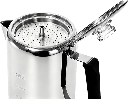 Miniatura 3 de Cafetera de acero inoxidable para camping, cafetera para exteriores, cafetera duradera para estufa, café en fuego, ideal para campamento en grupo,