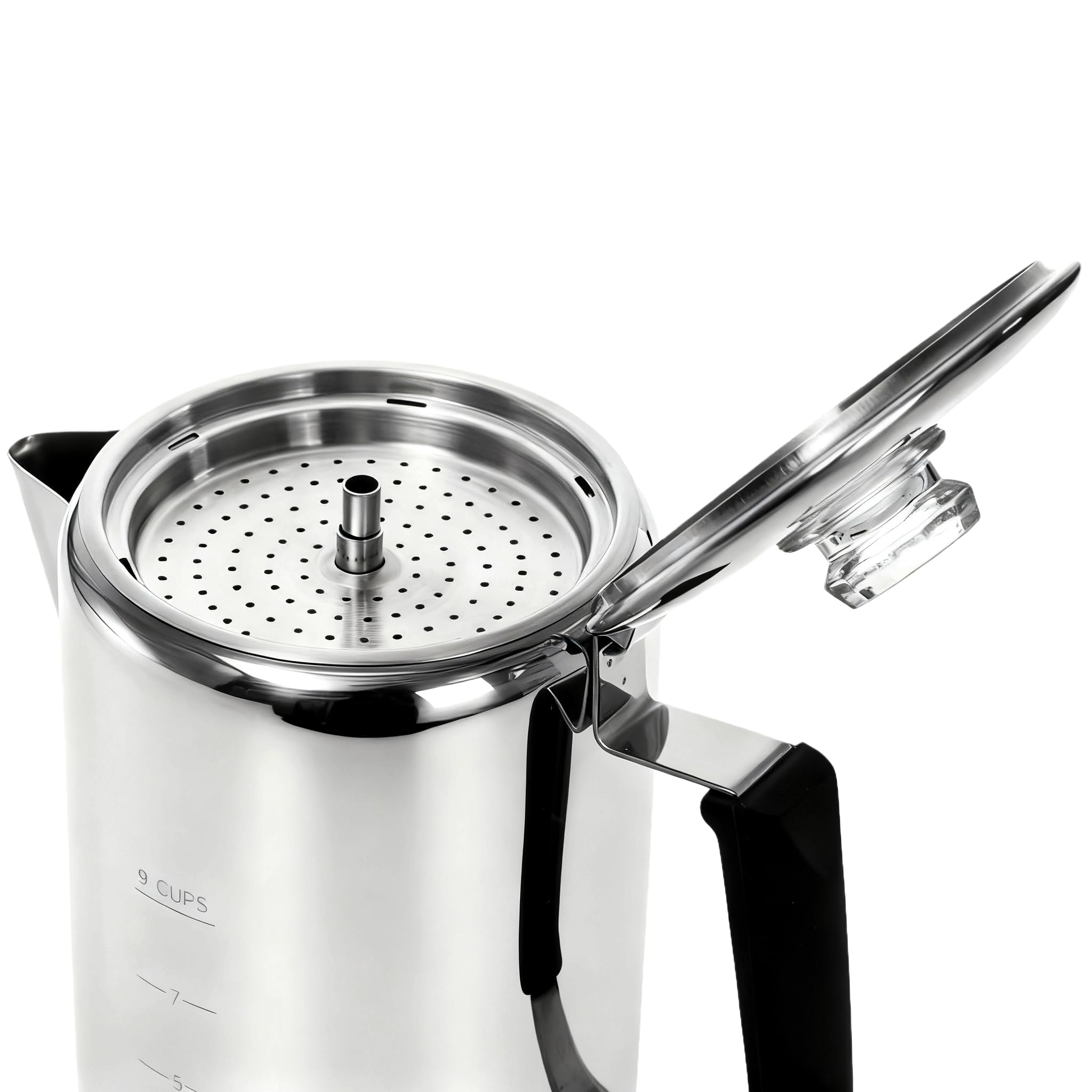 Cididu Cafetera de camping de acero inoxidable, cafetera al aire libre, cafetera duradera para estufa, preparar café en llamas, ideal para acampar en grupo, senderismo, mochileros, RV y viajes, 9