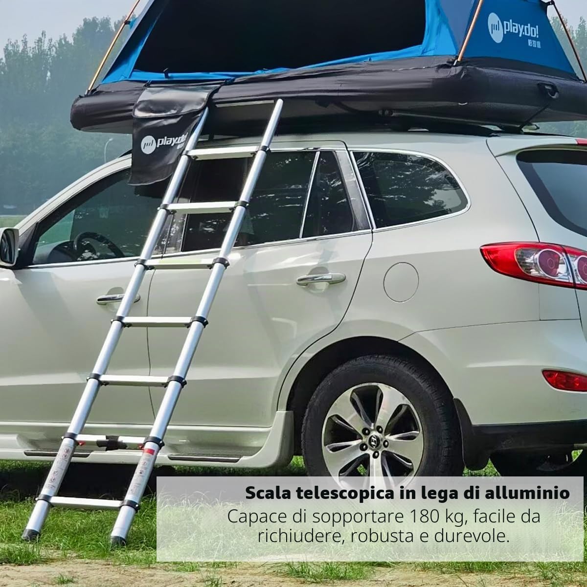 Tenda da tetto gonfiabile per 2 persone, portatile, facile da montare, quattro stagioni, impermeabile e resistenti al sole, adatta a SUV, camion e tour universali