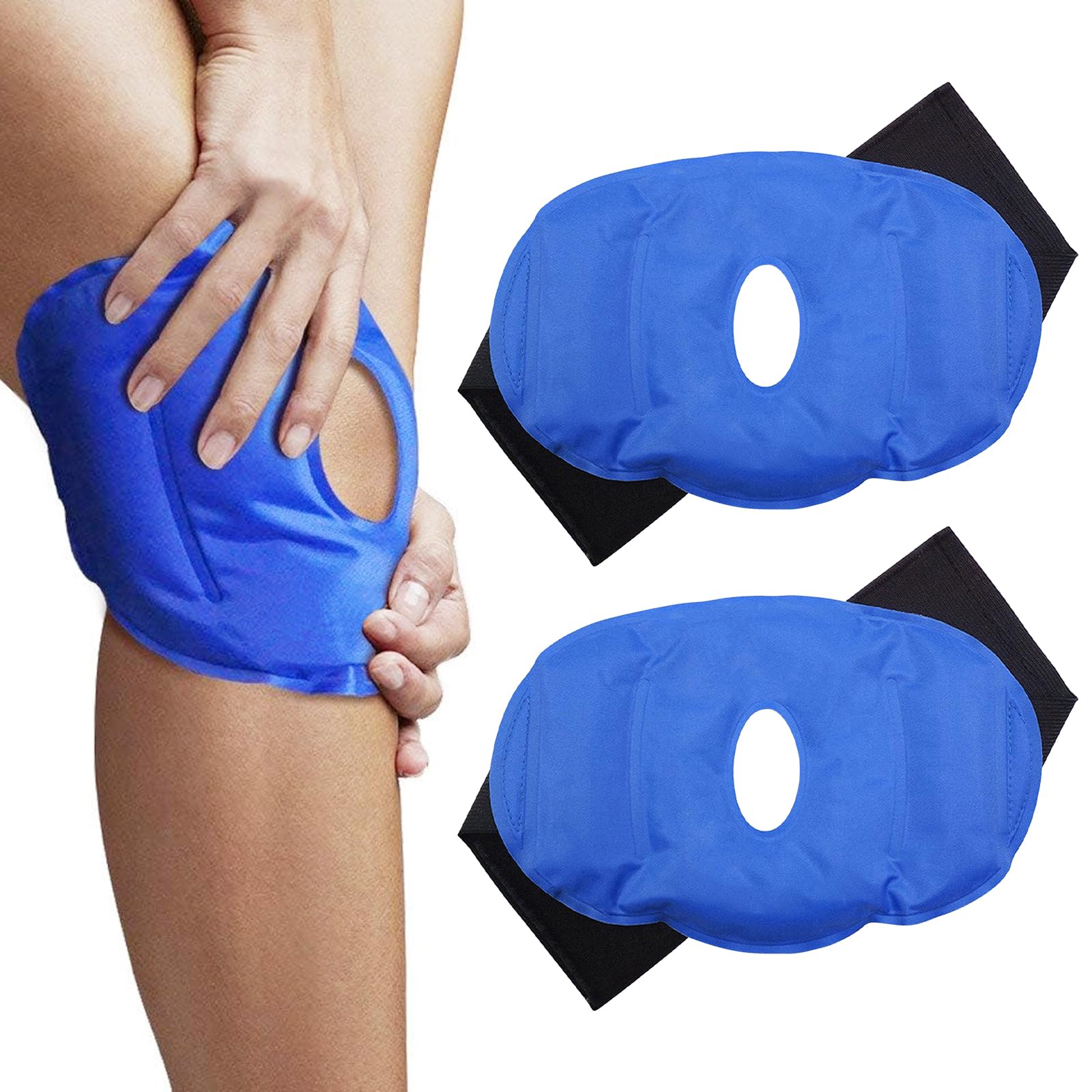 Knie Kühlpads,Knee Ice Wrap Kühlpads,2 Stück Kühlmanschette Wiederverwendbar,Kalt Warm Kompresse mit Klettverschluss,Kühlpad Knie,Kühlkissen für Knieverletzungen Schmerzlinderung Muskelverstauchungen Drogerie & Körperpflege