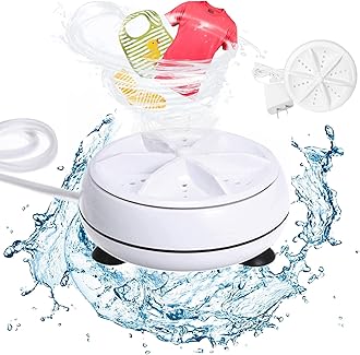 CREAMOONMini Washing Machine,Ultrasonic Turbine Washing Machine,Portable Turbo Washer for Travel,Home,Business,Camping,Apartment,College Rooms to Cleaning Sock,Underwear