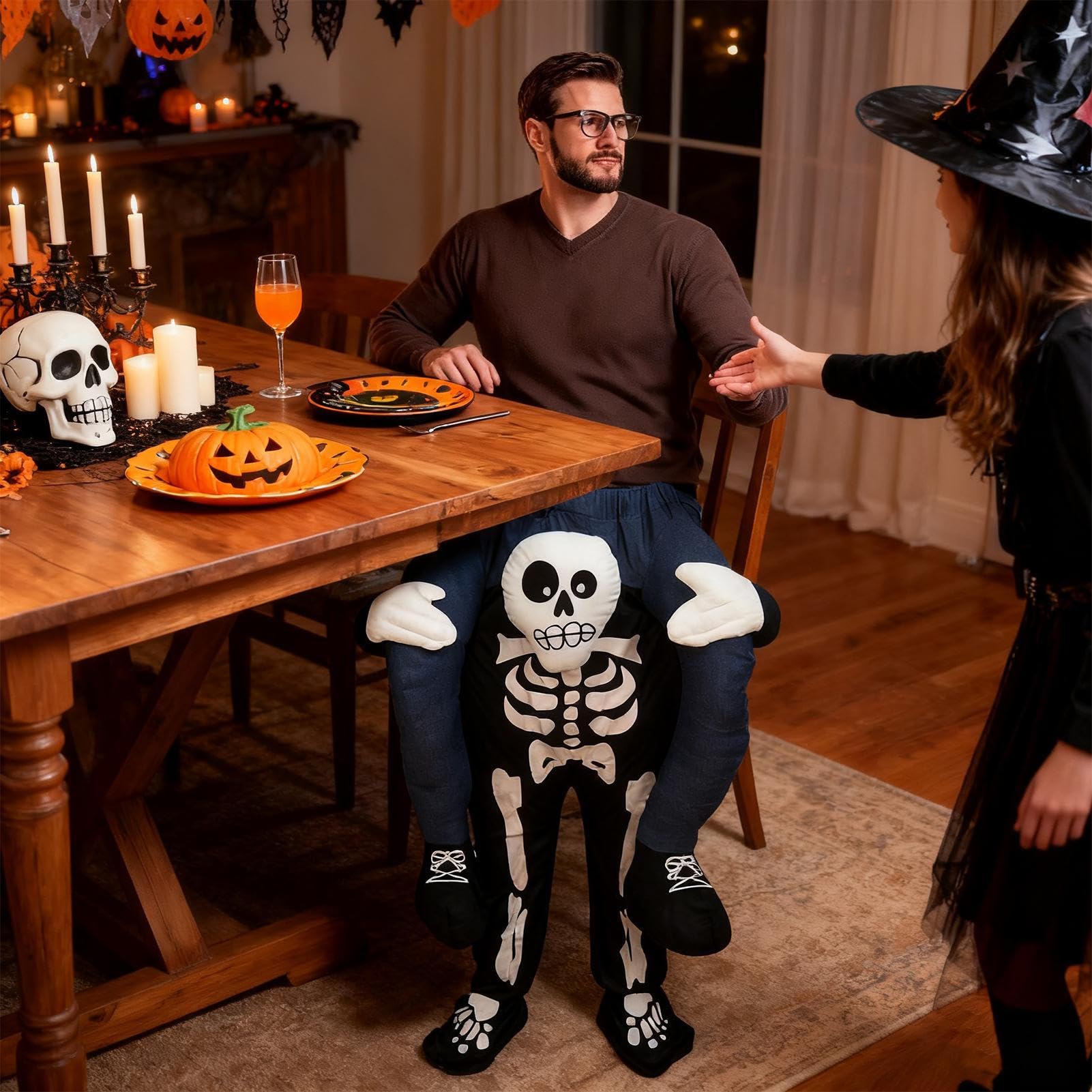 Strój Na Halloween Dla Dorosłych Strój Przebrania Cosplay Z Garbem | Kostium Szkielet Do Psikusów Dla Kobiet I Mężczyzn Na Przedstawienia Teatralne, Występy Sceniczne, Imprezy, Spotkania I