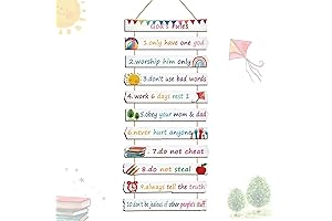 Bucherry God Rules Sign Wall Decor 11 Pieces Wooden Hanging Wall Art