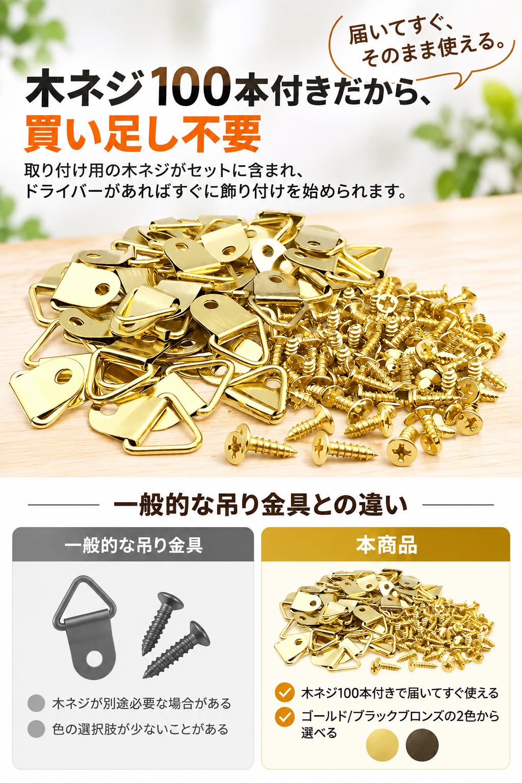 Amazon | fogman ビラカン 三角吊りカン フック 木ネジ付き 額掛け金具