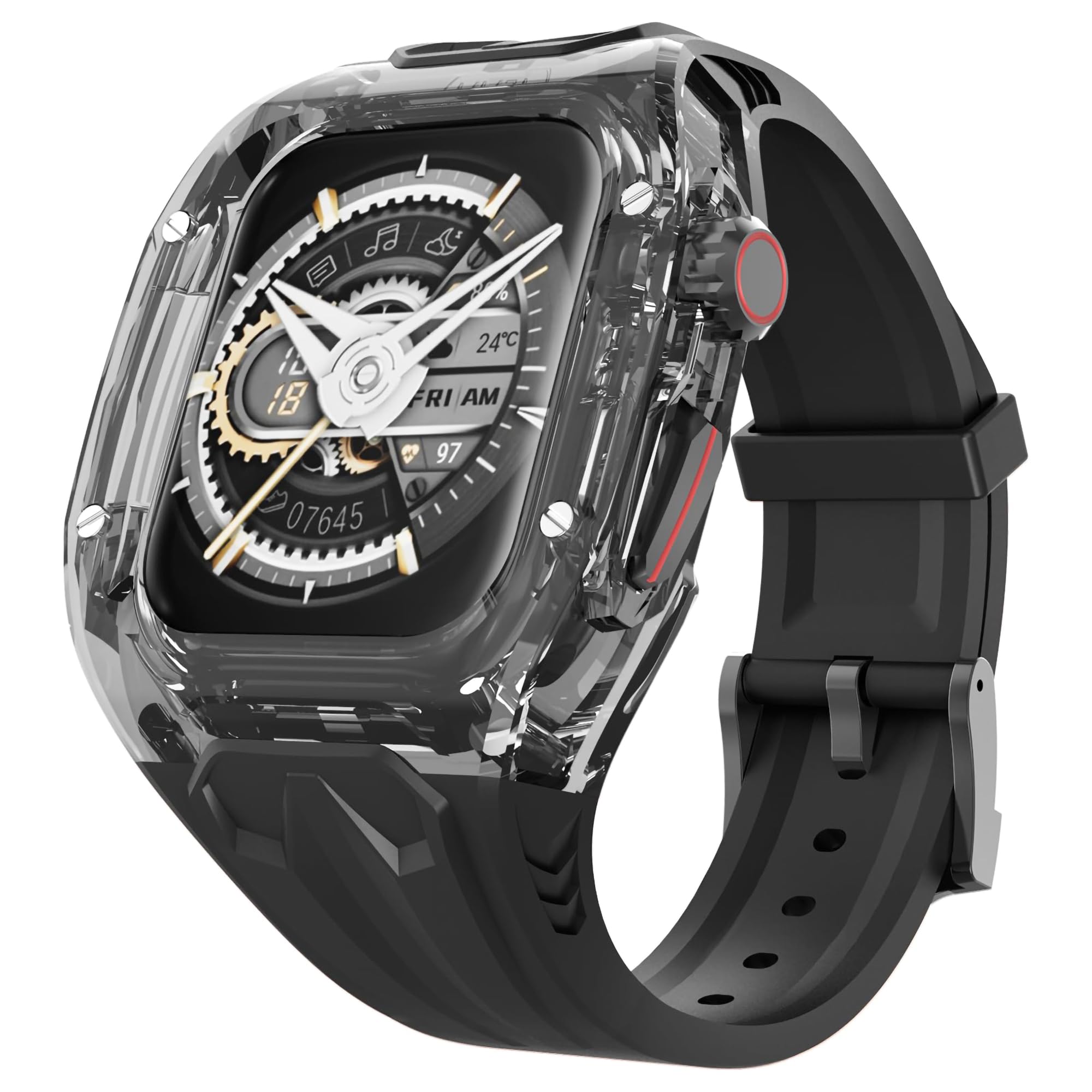 Cinturino compatibile con Apple Watch Kit protezione custodia in policarbonato per Serie 9 8 7 45mm SE 6 5 4 44mm