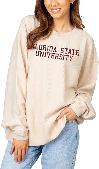 chicka-d NCAA womens Corded Crew Pullover Sweatshirt
