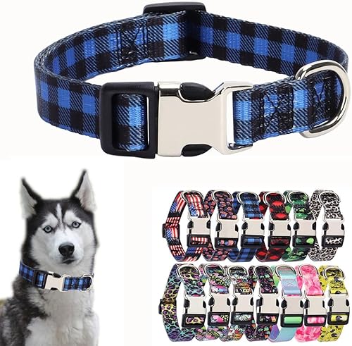 Miniatura 6 de Collar de perro con bonito patrón, hebilla de metal medio, cinta suave y duradera, collares ajustables para perros de raza XS, pequeña, mediana y