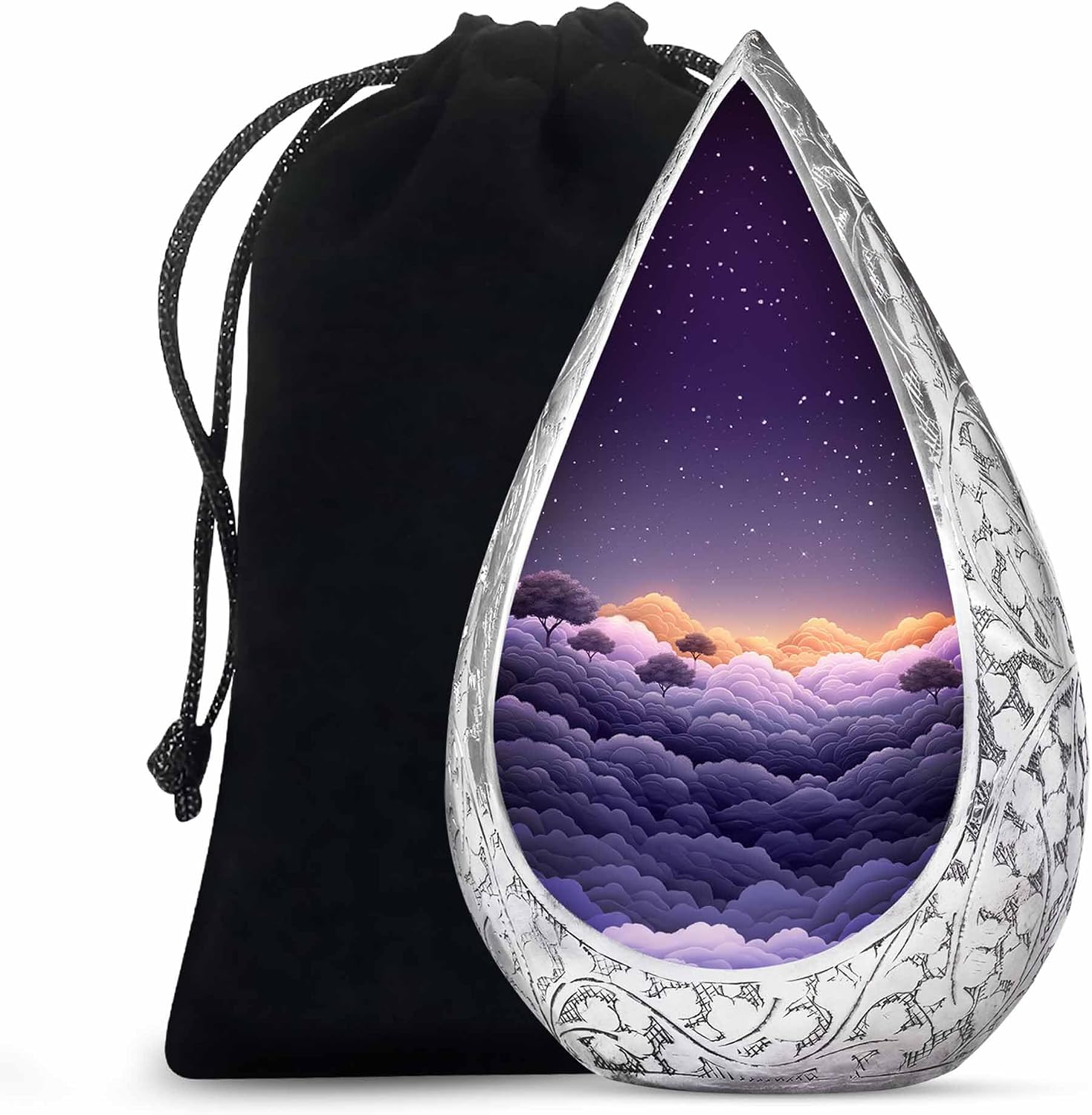 Sky Funeral Ash Urn for Daughter and Son Cremains - Clouds Large Drop Urns for Ashes Adult Male and Female - Cremation Adult Urns for Human Ashes Women and Men - 10 Inch