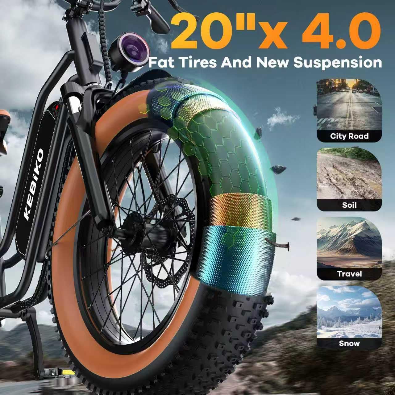 1500W Electric Bike for Adults,48V 20/60Ah Removable Battery Max Range 80Miles & 30MPH Electric Bicycle,20''×4" Fat Tire Ebike,Adult Electric Bicycles for Commute Beach Snow,E-Bike UL Certified