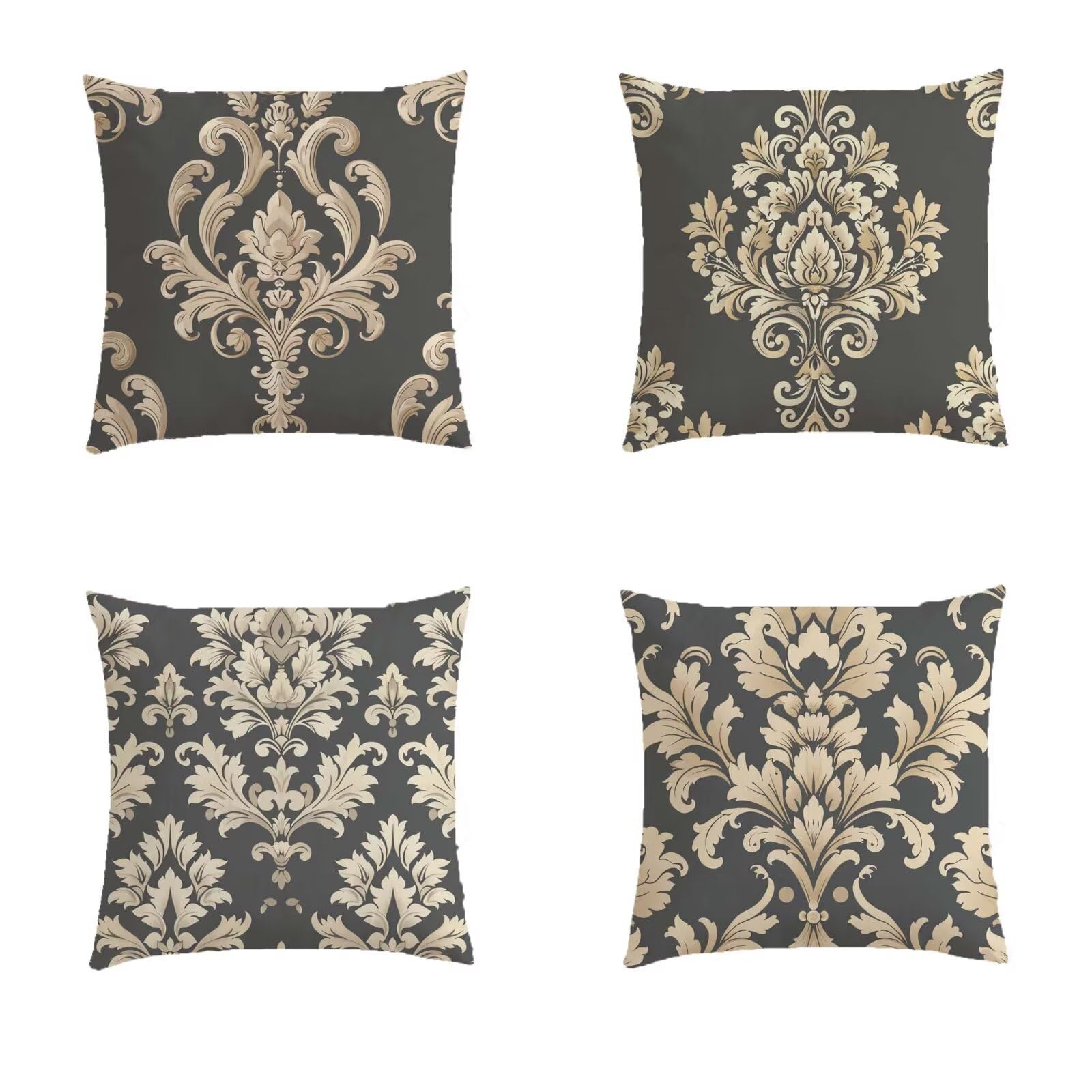 Housse coussin extérieur 45x45cm imperméable bohème marron lot de 4