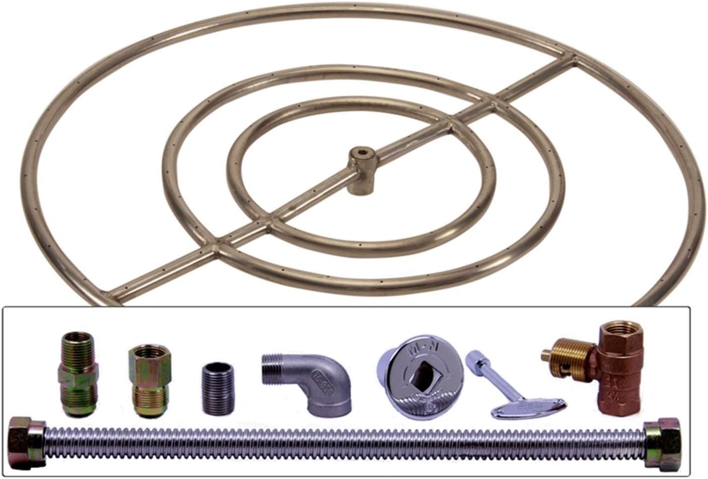 Spotix Round Natural Gas Fire Pit Burner Ring Kit, 30Inch, High Capacity, New